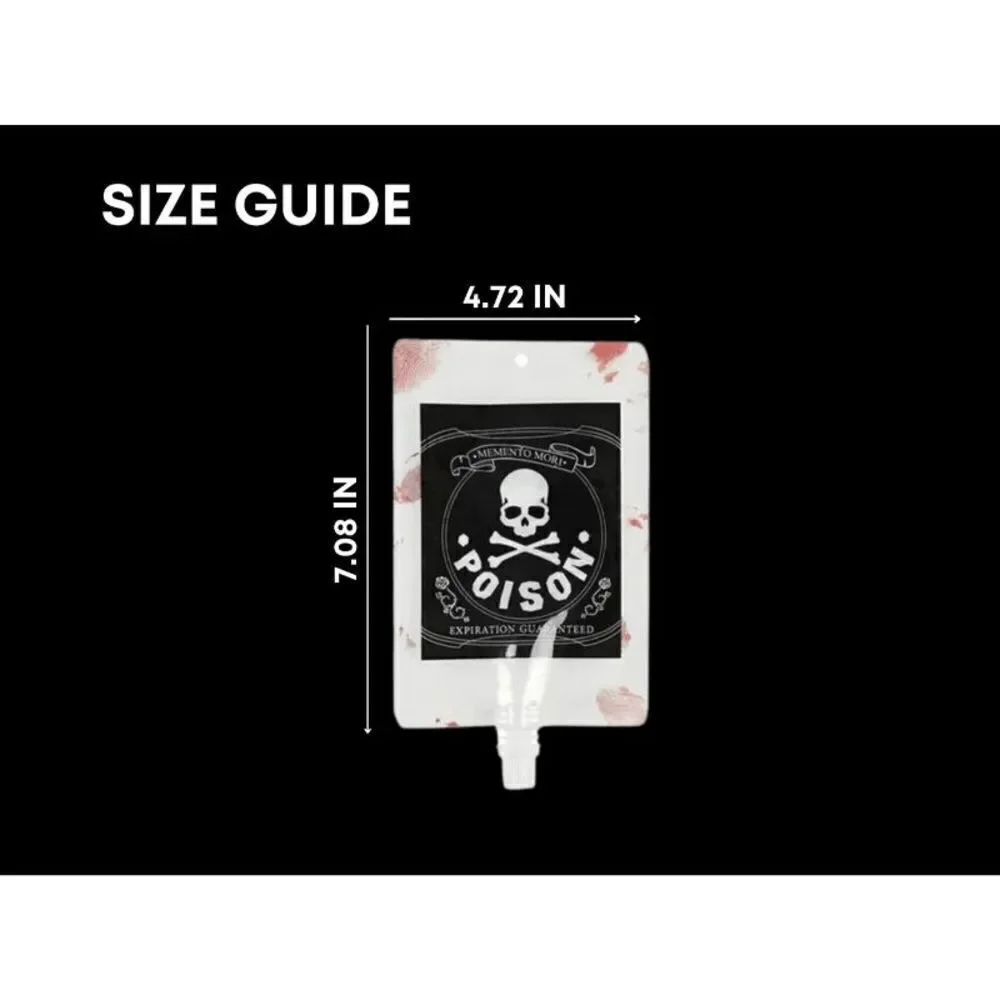 Halloween Poison Drink Flask, I.V. Bag Drink Pouch, Blood Bag Drink Cups + Label